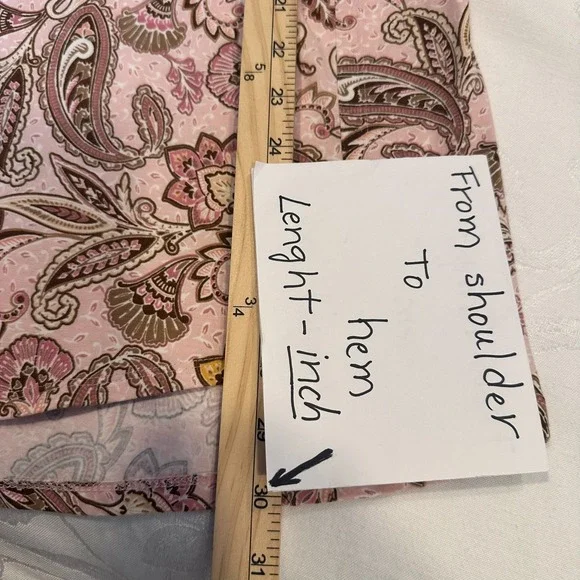 J Jill Luxe Supima Size-2X A Line Tunic Pink Yellow‎ Paisley 3/4 Sleeve - Picture 4 of 9